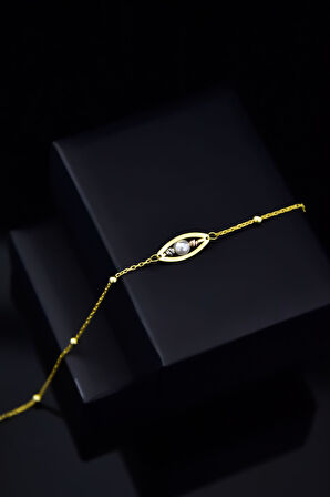 925 Ayar Gümüş Gold Kaplama Tasarım Üç Renk Dorika Toplu Incılı Bileklik