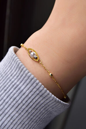 925 Ayar Gümüş Gold Kaplama Tasarım Üç Renk Dorika Toplu Incılı Bileklik