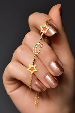 925 Ayar Gümüş Dorika Toplu Parlayan Rüya Serisi Ebruli Cam Boyalı Harfli, Dilek Yıldızı Bileklik