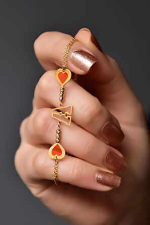 925 Ayar Gümüş Gold Kaplama Dorika Toplu Parlayan Rüya Serisi Ebruli Cam Boyalı Aşkın Harfi Bileklik