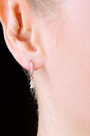 925 Ayar Gümüş Balık Figürlü Minimal Halka Kadın Küpe Uvpts300009