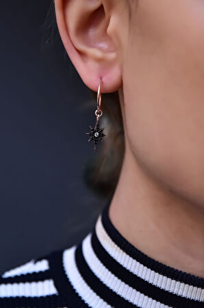 925 Ayar Gümüş Rose Kaplama Kutup Halka Kadın Küpe