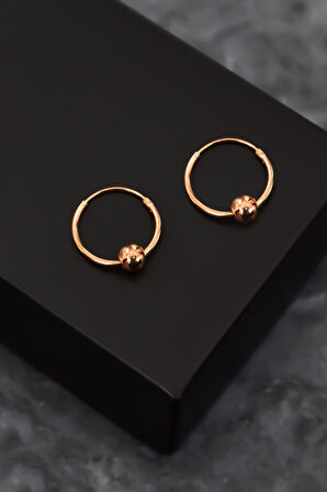 925 Ayar Gümüş Rose Kaplama Tek Toplu Halka Küpe