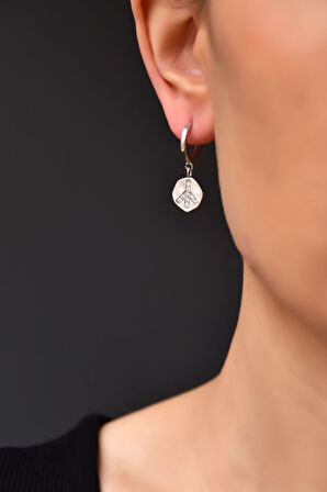 925 Ayar Gümüş Rodyum Kaplama Peace Symbol Küpe