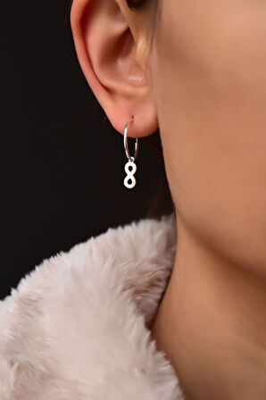 925 Ayar Gümüş Rodyum Kaplama Sonsuzluk Halka Küpe