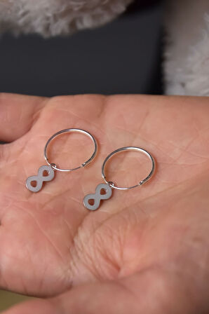 925 Ayar Gümüş Rodyum Kaplama Sonsuzluk Halka Küpe