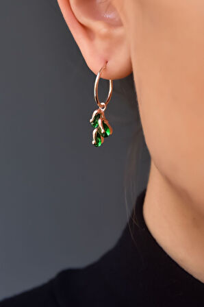 925 Ayar Gümüş Rose Kaplama Mayıs Ayı Doğum Taşlı Kübik Drop Küpe