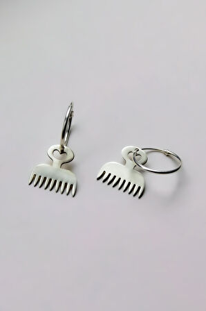 925 Ayar Gümüş Rodyum Kaplama Yaratıcı Kuaförlük Araçları Tarak Küpe