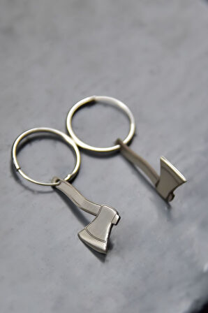 925 Ayar Gümüş Rodyum Kaplama Punk Rock Tarzı Balta Halka Küpe