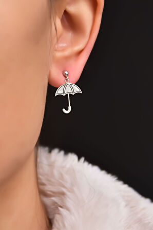 925 Ayar Gümüş Şemsiye Çivili Küpe