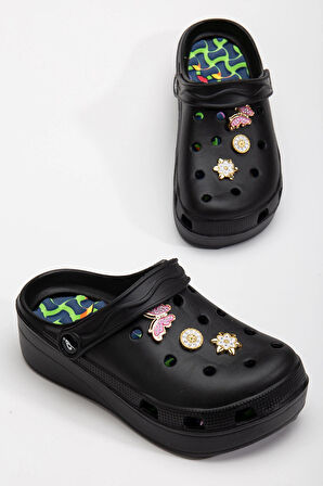 Masajlı Renkli Kaymaz Taban Aksesuarlı Yüksek Tabanlı Hastane Hemşire Plaj Deniz Cros Tipi Terlik