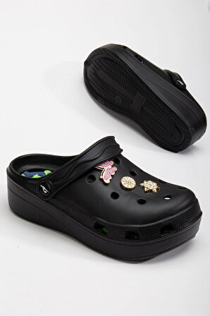 Masajlı Renkli Kaymaz Taban Aksesuarlı Yüksek Tabanlı Hastane Hemşire Plaj Deniz Cros Tipi Terlik