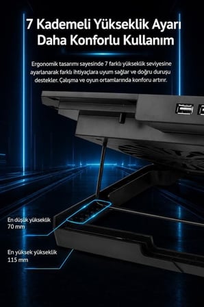 Premium Cihaz Destek Parça Laptop Soğutucu Çift Fanlı CF02
