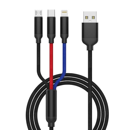 Şarj Kablosu Type-C Lightning Micro U35 Siyah 3IN1 3.0A Parça Elektronik Uçlu Kablo