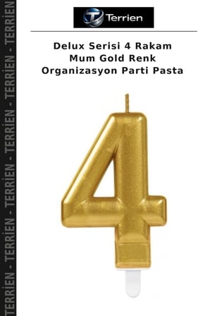 Delux Serisi 4 Rakam Mum Gold Renk Organizasyon Parti Pasta