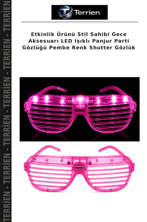 Etkinlik Ürünü Stil Sahibi Gece Aksesuarı LED Işıklı Panjur Parti Gözlüğü Pembe Renk Shutter Gözlük