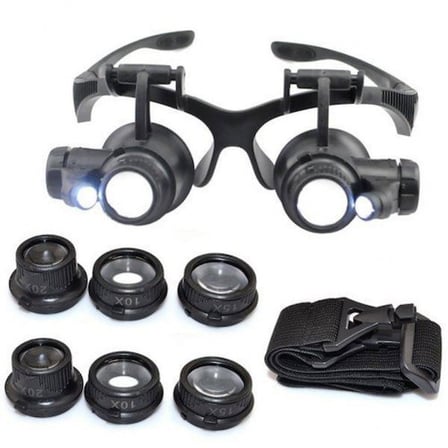 Aydınlatmalı İnce İş Takı Tamir -Gözlük Modeli 10x 15x 20x 25x Lens,2led ışıklı,büyüteç