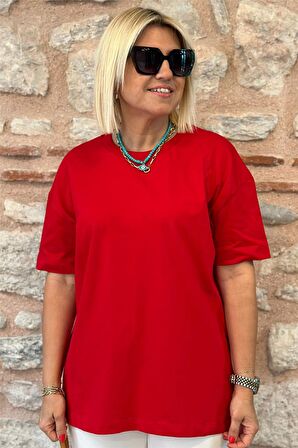 Kırmızı Bisiklet Yaka Cotton T-shirt