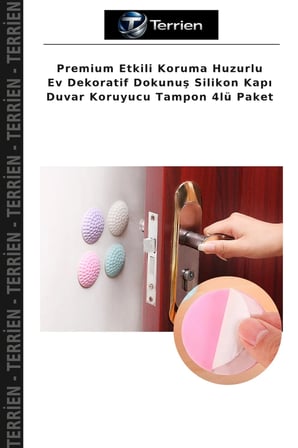 Premium Etkili Koruma Huzurlu Ev Dekoratif Dokunuş Silikon Kapı Duvar Koruyucu Tampon 4lü Paket