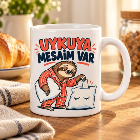 Uykuya Mesai Tasarımlı Porselen Kupa - MODEL 710