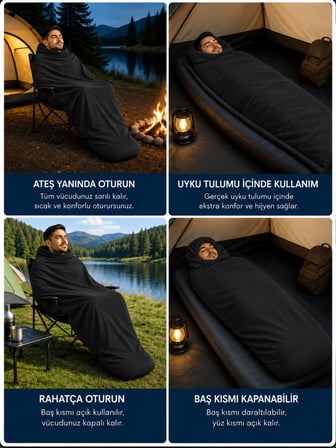 Beylini Kamp Uyku Tulumu Nefes Alır Jarse Esnek Kumaş Dayanıklı Taşıma Çantası Hediyeli Uyku Tulumu Konforlu Yıkanabilir Gezi Outdoor Av Balık Festival Siyah