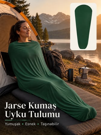 Beylini Kamp Uyku Tulumu Nefes Alır Jarse Esnek Kumaş Dayanıklı Taşıma Çantası Hediyeli Uyku Tulumu Konforlu Yıkanabilir Gezi Outdoor Av Balık Festival Yeşil