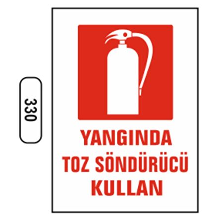 Yangında Toz Söndürücü Kullan Uyarı Levhası