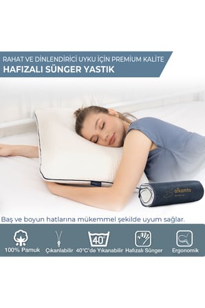Visco Ortopedik Boyun Destekli Uyku Yastığı 70x45x12 cm | Hipoalerjenik Hafızalı Sünger