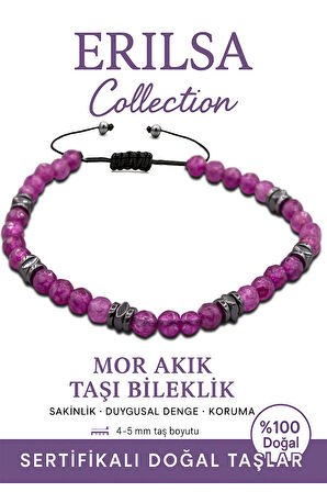 Sertifikalı Fasetli Terahertz – Mor Akik Taşı Bileklik (İnce Model) – Ruhsal Koruma, Denge ve Sezgi Taşı