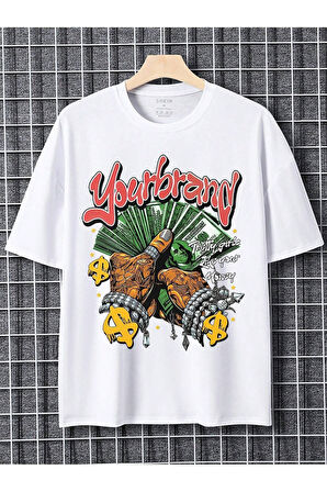 Unisex Yourbrand Baskılı Oversize T-Shirt