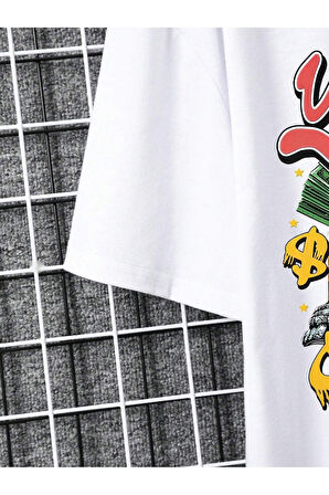 Unisex Yourbrand Baskılı Oversize T-Shirt