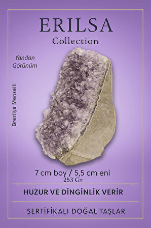 Sertifikalı Ametist Taşı Kütlesi 253 Gr – Ham Doğal Kristal Dekoratif Taş Parçası