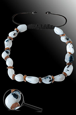 Sertifikalı Amorf Model Gerçek Ay Taşı Bileklik - Ayarlamalı