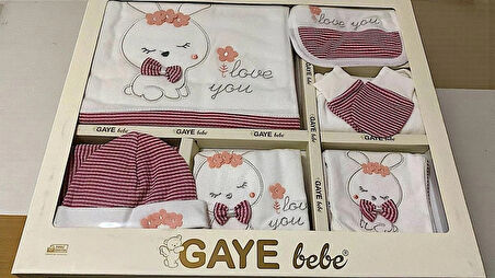 UNİSEX 0-3 AY BEBEKLERE GAYE ORGANİK UYUYAN TAVŞAN NAKIŞLI 10 LU SET