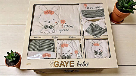 UNİSEX 0-3 AY BEBEKLERE GAYE ORGANİK UYUYAN TAVŞAN NAKIŞLI 10 LU SET