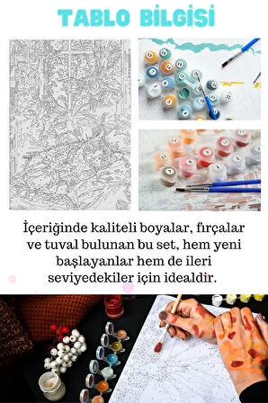 Sayılarla Boyama Tuval Seti Fırça Boya Dahil (Çıtalı) 40x50 CM - UYUYAN KEDİ