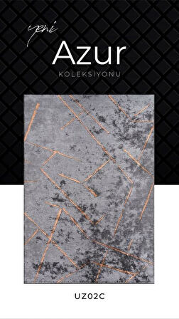 Pierre Cardin Azur UZ02C Gri Bakır Pamuk Akrilik Yumuşak Dokulu Modern Kilim Halı