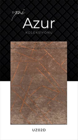 Pierre Cardin Azur UZ02D Kahve Bakır Pamuk Akrilik Yumuşak Dokulu Modern Kilim Halı