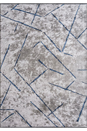 Pierre Cardin Azur UZ02E Gri Mavi Pamuk Akrilik Yumuşak Dokulu Modern Kilim Halı