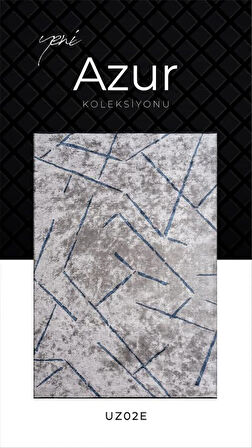 Pierre Cardin Azur UZ02E Gri Mavi Pamuk Akrilik Yumuşak Dokulu Modern Kilim Halı