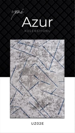 Pierre Cardin Azur UZ02E Gri Mavi Pamuk Akrilik Yumuşak Dokulu Modern Kilim Halı
