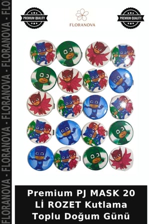Premium PJ MASK 20 Lİ ROZET Kutlama Toplu Doğum Günü