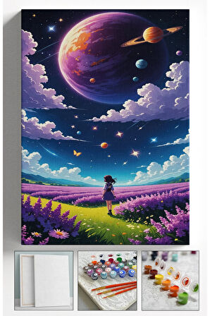 Sayılarla Boyama 40x50 Tuval Fırça Boya Dahil UZAY GÖKYÜZÜ