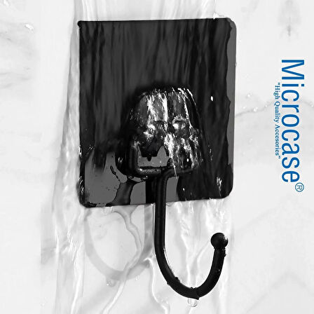 Microcase Güçlü Plastik Yapışkanlı Banyo Mutfak Eşya Havlu Vb Ürün Askılığı - Siyah AL4466 3 Adet