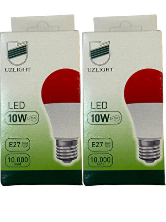 Uzlight 10W(75W) 1000K (Kırmızı Işık) E27 Duylu Led Ampul (2 Adet)