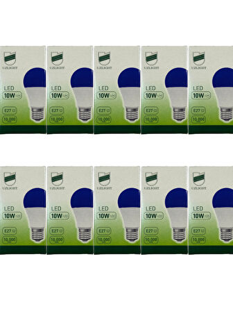 Uzlight 10W(75W) 11000K (Mavi Işık) E27 Duylu Led Ampul (10 Adet)