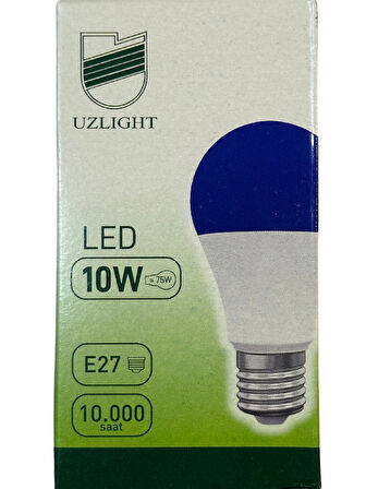 Uzlight 10W(75W) 11000K (Mavi Işık) E27 Duylu Led Ampul (10 Adet)