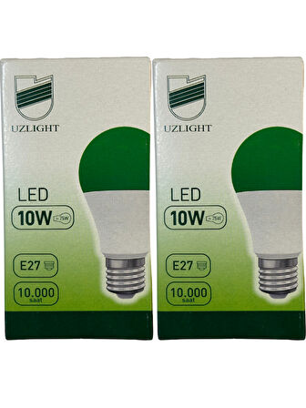 Uzlight 10W(75W) 8200K (Yeşil Işık) E27 Duylu Led Ampul (2 Adet)