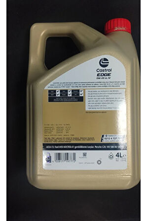 Edge 0W-20 LL IV 4 Litre Motor Yağı