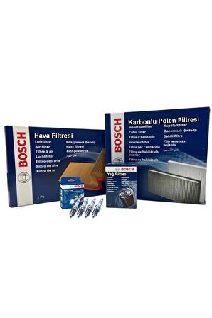 Ford Focus 3 1.6 Benzinli Bosch Filtre Bakım Seti 2011-2018 Hava+Yağ+Karbonlu-Polen+Buji-Seti